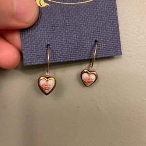 💕💕Handmade dainty vintage heart gold hoops